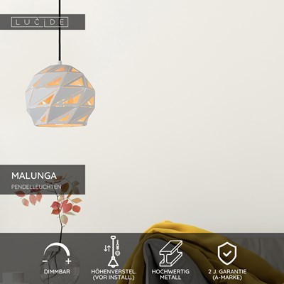 Lucide MALUNGA - Pendelleuchten - Ø 25 cm - 1xE27 - Weiß